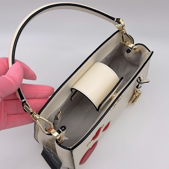 Kate Spade Madison Puffy Heart Small Top Handle Satchel Meringue Red Gold - Picture 7 of 16